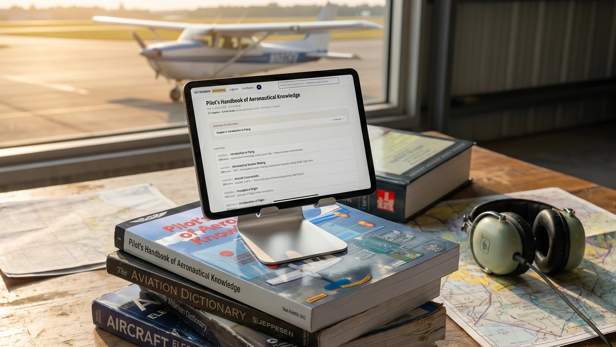 A chapter's technical word list displayed on a tablet, ready for study.