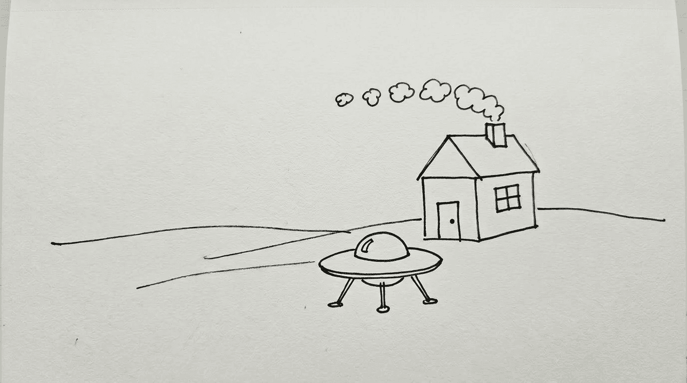 Another guess: a flying saucer in front of the house