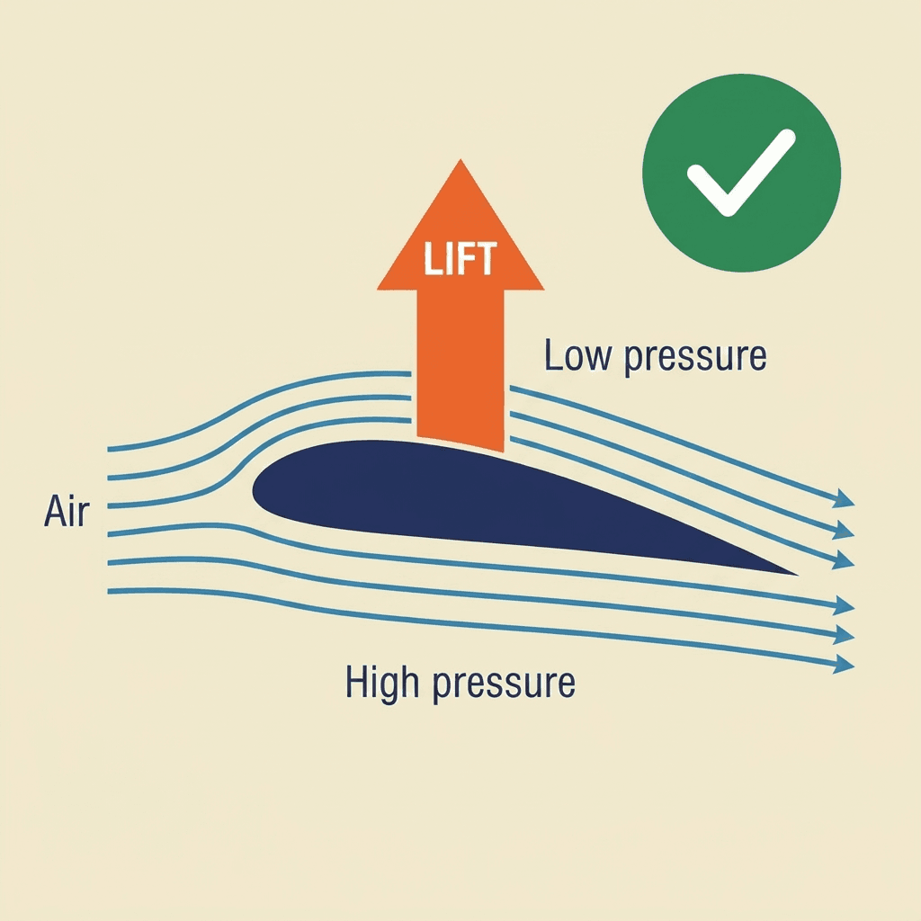 Airfoil diagram with lift correctly understood - green check