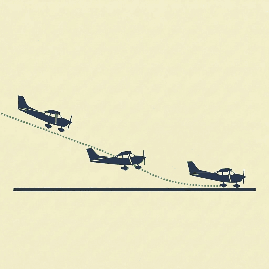 A smooth landing trace - the aircraft settles onto the runway