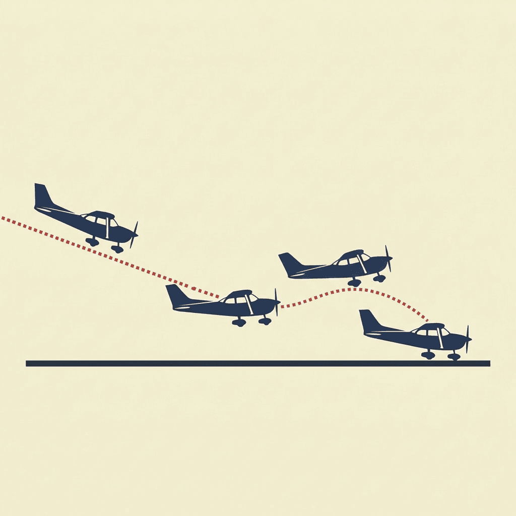 A bounced landing trace - the aircraft balloons back into the air